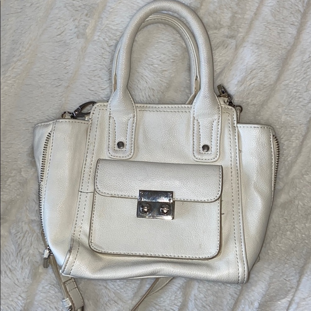 Mini Faux Leather White Crossbody Purse